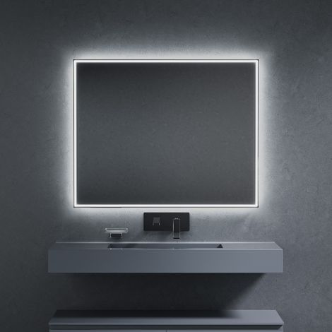 Inda - Miroir LED Pirano+ 100x80cm noir dimmable en lumière et en
