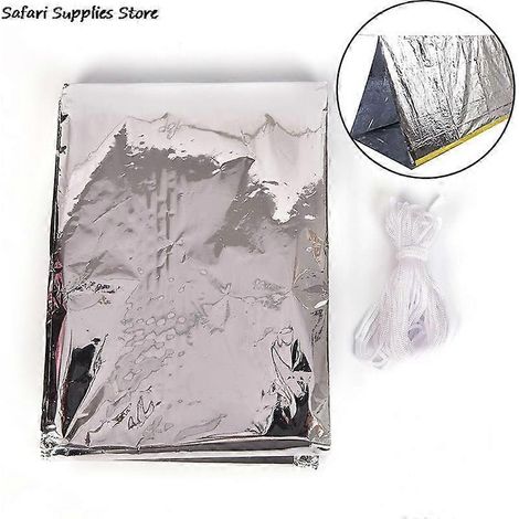 Couverture de survie de camping 1,3 x 2,1 m, rideau de secours, outils de tente, film de survie pour la randonnée, kit thermique (1/5)