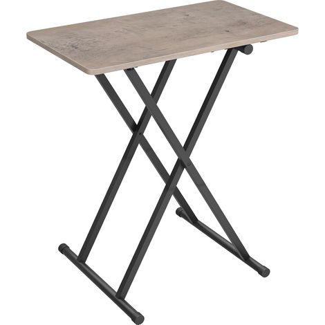 Tables d’Appoint, Très Grand Bouts de Canapé, Hauteur réglable, 60 x 40 x 60 cm, Tables Pliables, Tables-Plateaux de Télévision, Salon, Chambre, Noir et Gris (1/5)