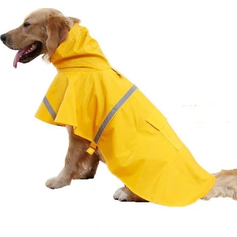 Imperméable jaune à capuche ajustable pour chiens de petite, moyenne et grande taille (1/5)