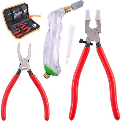 Pinces en verre résistant, pinces brise-grozer et Kit de coupe de verre alimentation huile,embouts en caoutchouc supplémentaires pour les vitraux (1/5)