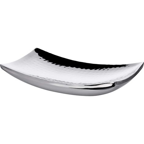 Bol décoratif Dallas 30 x 18 cm, acier inoxydable martelé (1/5)