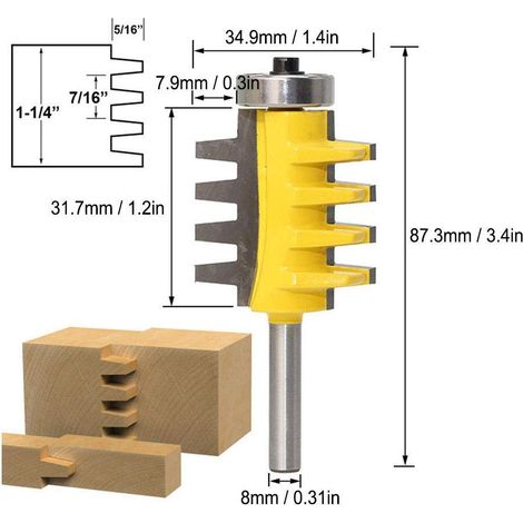 8 mm Nutfräser, Holznutfräser, Nutfräser für Oberfräse, Holzbearbeitungsfräser für Dichtebretter, Massivholz, MDF, gerader Nutfräser, Schlitzfräser für Oberfräse
