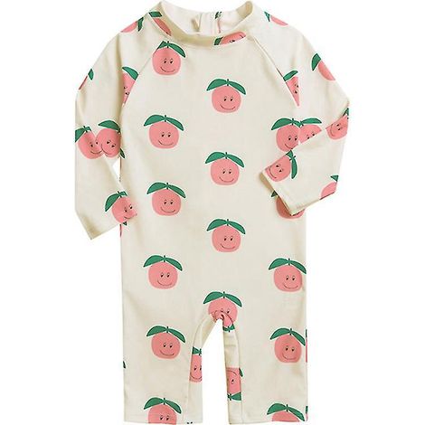 Maillot de bain une pièce enfant 2022, anti-UV, séchage rapide, combinaison de surf pour bébé garçon et fille, maillot de bain pour tout-petit 3-4 ans, beige pomme-3-4Yrs (1/5)