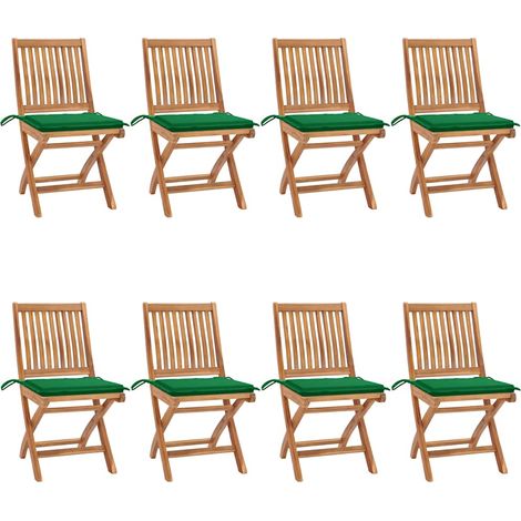 vidaXL Sillas plegables con cojines, 8 unidades, madera maciza de teca. (1/4)