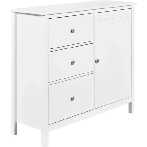 Credenza da Cucina 3 Cassetti 1 Anta in Legno Bianco Madia Moderna (1/5)