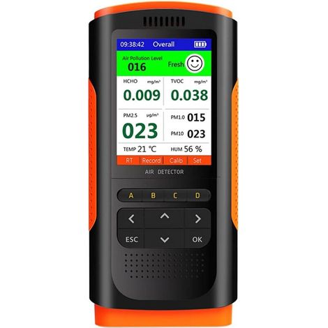 Detector de formaldehído, monitor de calidad del aire, pantalla portátil, detector de formaldehído, medidor de contaminación del aire interior, micropolvo ABS, de DEBUNS (1/3)