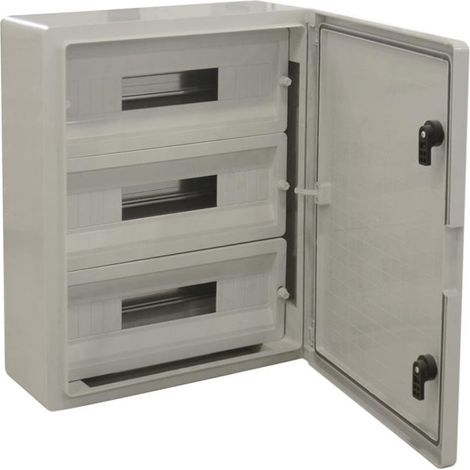 Em Distribution – Coffret électrique nu 51 modules 500x400x175mm – Étanche IP65 – Résistant aux chocs IK10 – Avec rail DIN inclus