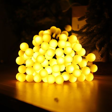 Guirlande lumineuse sphérique d'intérieur, 5 mètres 20 LED guirlande lumineuse sphérique LED blanc chaud solaire, décoration de salon d'intérieur (1/4)