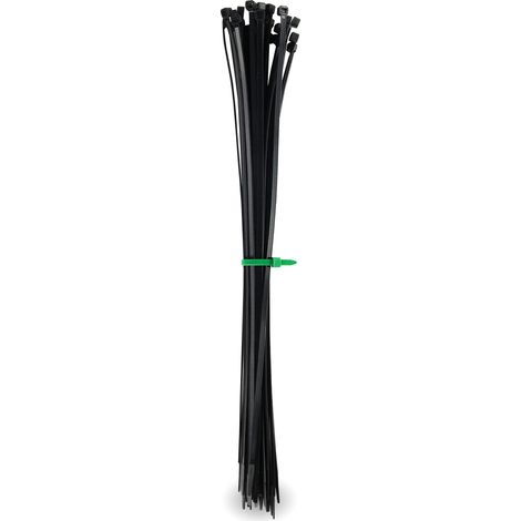 Serre-câbles noirs 10 ans résistant aux UV 360 mm x 4,8 mm 100 pièces résistantes aux intempéries 15-30% de force de traction en plus/stabilité (1/5)