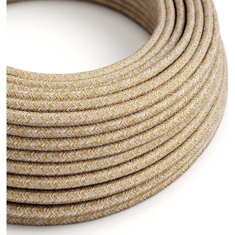 Creative-Cables Cavo elettrico rivestito in tessuto, 2 x 0,75 mm², 50 m, Tweed Ruggine RS82, Rotondo, cotone e lino glitterato