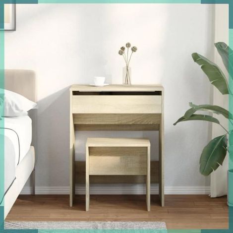 848215 Coiffeuse et tabouret chêne sonoma 60x40x113,5 cm (1/5)