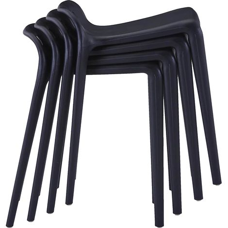 Maison Exclusive - Sgabelli Impilabili 4 pz Neri in Plastica (1/5)
