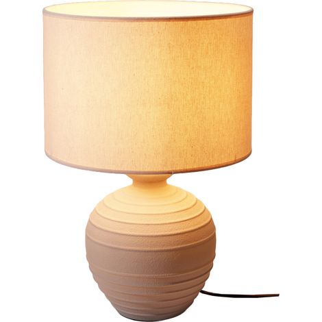 Tischlampe mit runder Betonbasis, Leinen-Schirm, Ø 32 x 47 cm (1/5)