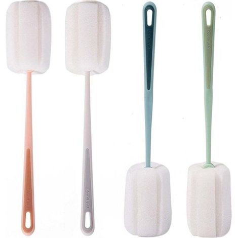 Ecouvillon Bouteille Nettoyeur Biberon Eponge avec Poignée Brosse Nettoyage pour Tasses Théière 4 Pièces (1/4)