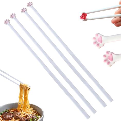 Cat Paw Chopsticks.2 Pièces Baguette Chinoise Enfant.Baguettes à Pattes de Chat.Baguettes de Patte de Chat.Baguette Chinoise Reutilisable.pour la Cuisine.la Maison.L'Hôtel.le Restaurant.la Fête (1/5)