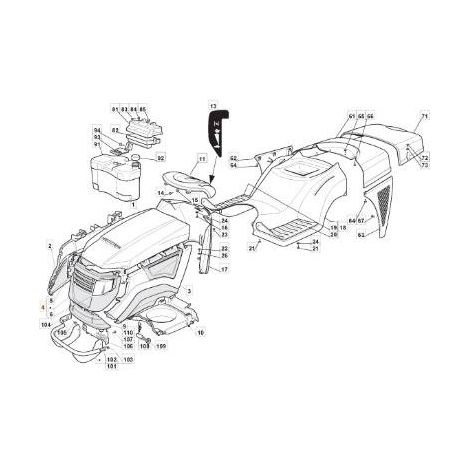 VOR. ORIGINAL STIGA JX-TCX MOUNTFIELD MOTORHAUBE – 382394613/0