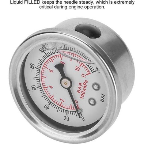 Manomètre Liquide - 0-160 PSI Bar - Pour Régulateur Pression Carburant Huile Moteur - Double Échelle - 1 Pièce (1/5)