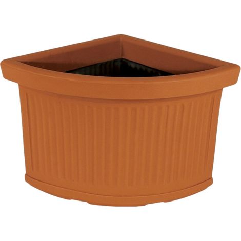 Maceta decorativa de esquina, 40x40 cm, H34 cm, fabricada en polímero de terracota resistente, para plantas de jardín y terraza - Made in Italy