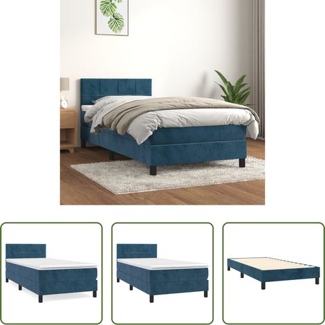 Matratze - Boxspringbett mit Matratze Dunkelblau 90x190 cm Samt (1/5)