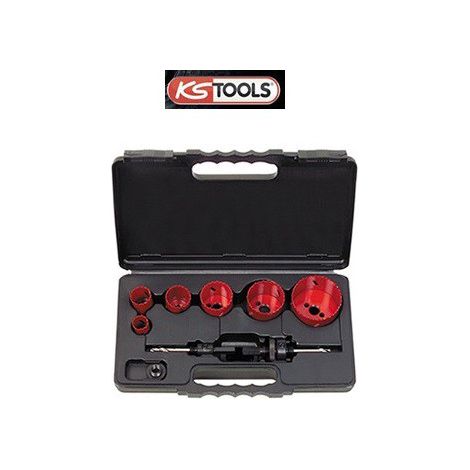 Kstools – Coffret de 6 scies cloches Ø22 à 68 mm – HSS Bi-Métal pour métaux jusqu'à 700 N/mm² – 2 mandrins inclus – 8 pièces (1/5)