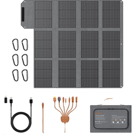 Cargador solar, diseño portátil, múltiples puertos de carga, panel solar de 120 W. (1/2)