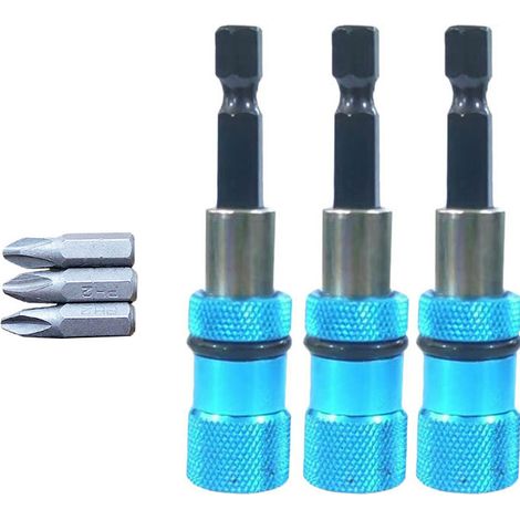 Lot de 3 embouts magnétiques à changement rapide pour cloison sèche - Profondeur de vis réglable - Tige hexagonale 1/4" (1/5)