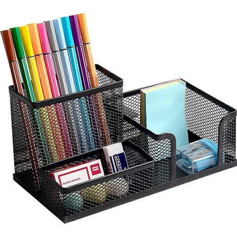 Schreibtisch-Organizer und Zubehör – Stiftehalter aus Netzgewebe mit 3 Fächern, Schreibtisch-Organizer