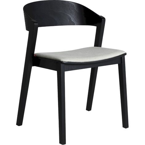 Chaise moderne en bois de hêtre noir et assise tissu gris - Noir bois et tissu gris clair (1/5)