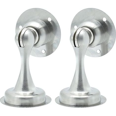 Set of 2 stainless steel magnetic door stops, without drilling, to install stronger floor door stops to keep your door open 8.3 x 5.5 x 5.5 cm (1/4)