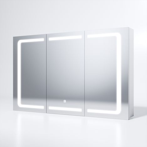 SONNI LED Spiegelschrank Badezimmerspiegel Edelstah mit Touch Steckdose Badschrank Badspiegel 105x65x13.3cm