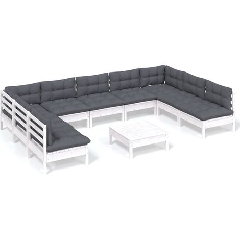 Maison Exclusive - Muebles de jardín 10 pzas y cojines blanco mad (1/5)