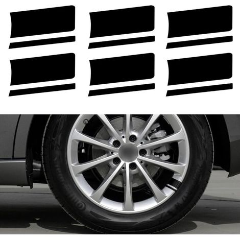 Set of 6 reflective vinyl adhesive strips for car rims - Universal accessories for bumpers and mudguards (black) (1/5)