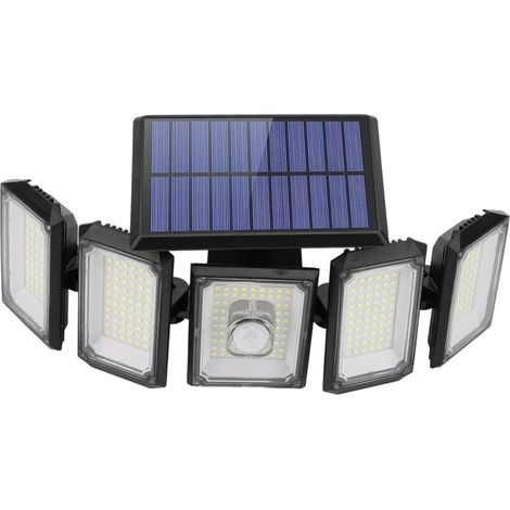 Juego de 1 luz solar exterior con sensor de movimiento, 300 LED, iluminación gran angular, clasificación de impermeabilidad IP65, luces de seguridad solares para porche, patio, terraza, jardín, entrad