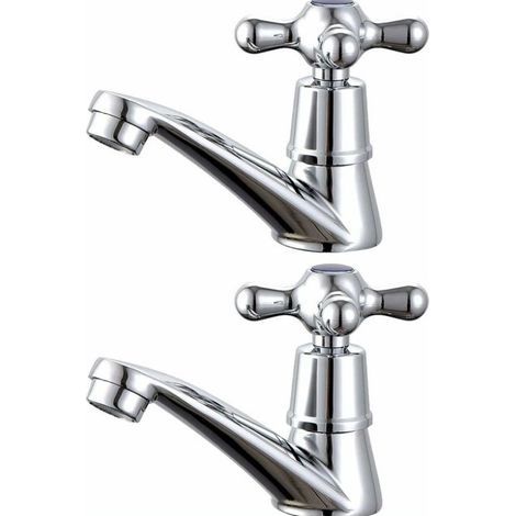 1 paire de robinets de lavabo chaud et froid pour lavabo de salle de bain (température non réglable) (1/5)