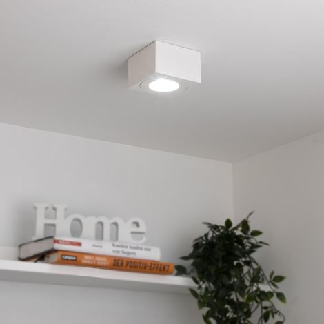 Flacher Aufbaustrahler eckig IP44 Deckenleuchte - Farbe: weiß - LED Leuchtmittel: 5W Neutralweiß 230V dimmbar 60° (1/5)