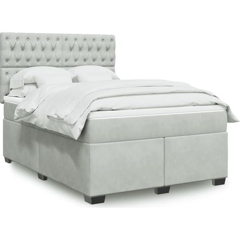 Boxspringbett mit Matratze Hellgrau 140x190 cm Samt