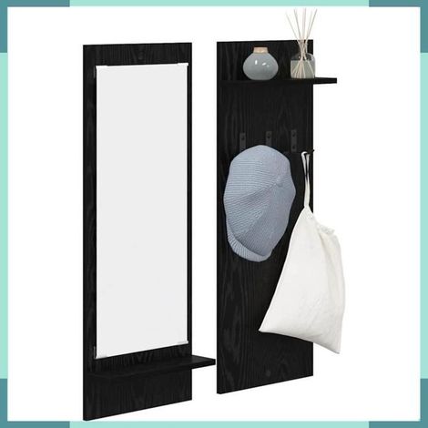 874524 Porte-manteau mural avec étagère Chêne noir 70 x 10 x 90 cm (1/5)