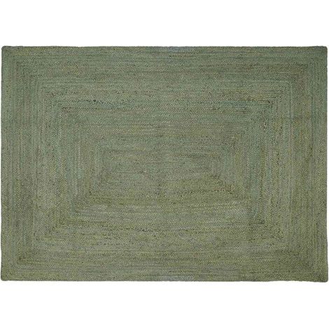 Tapis rectangulaire vert olive, 240 x 340 cm, jute. (1/5)