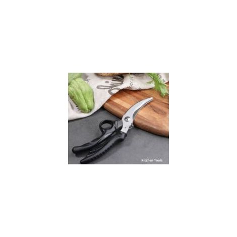 Forbici da cucina in acciaio inox per pollame e verdure, manico in plastica PP nera, forbici per carne lavabili in lavastoviglie, forbici da cucina multifunzionali - Crezuo