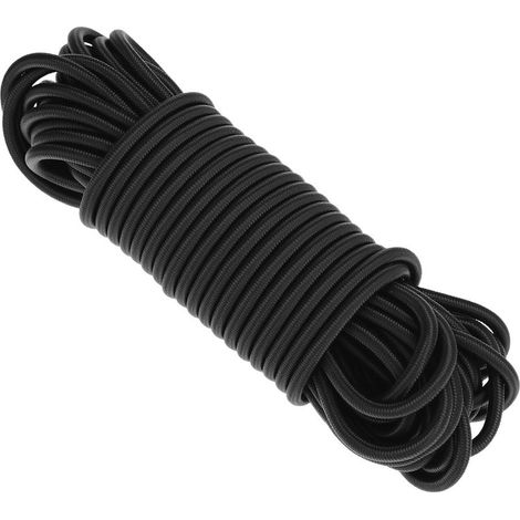 Corde Élastique 4mm x 10m Noire Résistante Imperméable et Extensible pour Bâches Tentes et Fixations (1/5)