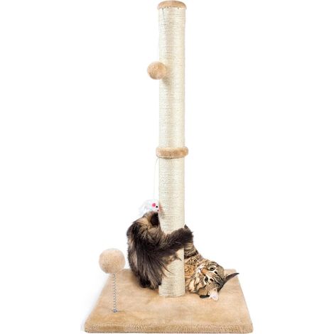 81 cm hoher Kratzbaum für Wohnungskatzen, 3-in-1-Kratzbaum mit Plüschtieren, hochwertiger Sisal-Kratzbaum für Katzen jeden Alters mit verstärktem, stabilem Sockel, Beige