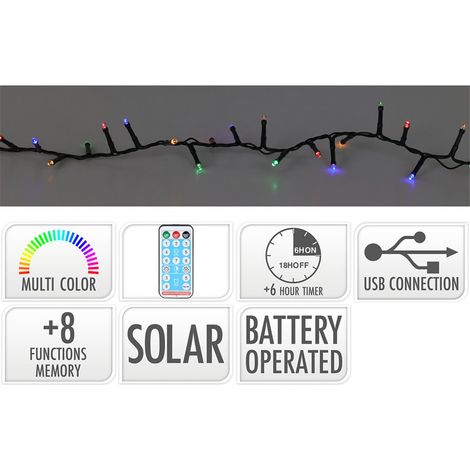LED-Girlande 8 Funktionen funkelnd Mehrfarbig IP44 Solar BASICS