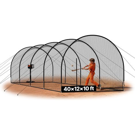 VEVOR Baseball Schlagkäfig (Halbkreisförmig) Netz 1220x370x305 cm, Tragbares Trainingsnetz mit 4-lagigem & knotenlosem Polyestergewebe & Öffnung für Wurfmaschinen, inkl. Softball Trainingskäfignetz (1/5)