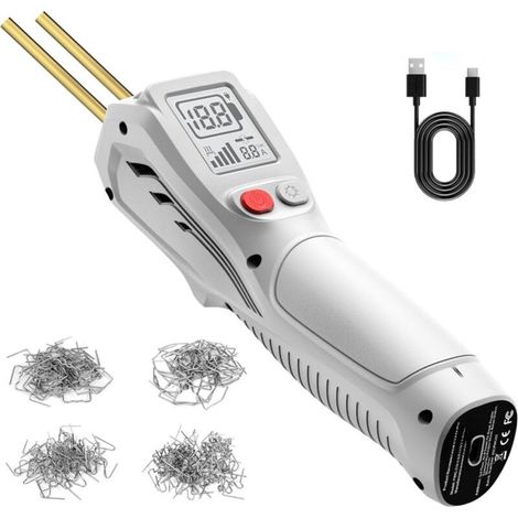 Poste à souder plastique sans fil 500 W, kit avec 200 agrafeuses chauffantes, rechargeable USB, batterie 5000 mAh pour réparations plastiques (1/5)