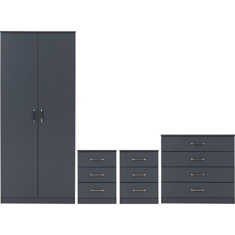 Dakota 2 Door Wardrobe Bedroom Set - Dark Grey