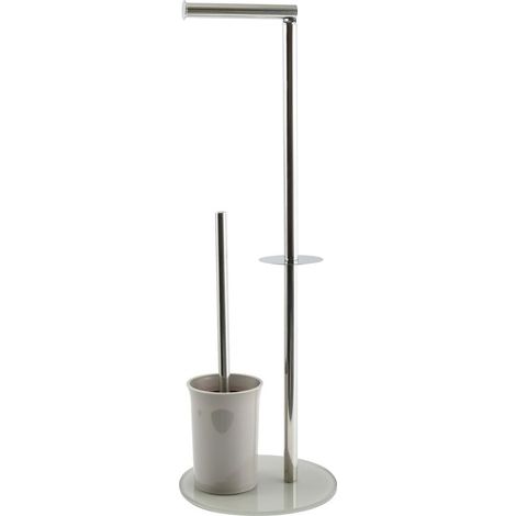 Porte-Rouleau WC Brosse Acier Inoxydable Support Verre Taupe Accessoire 3 en 1 Design Élégant et Pratique Taille Standard Compact et Polyvalent (1/5)