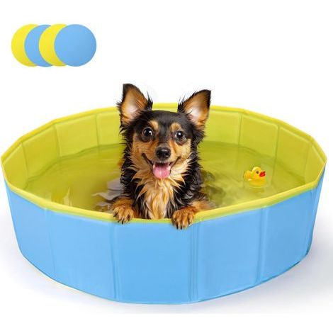 Foldable Dog/Cat Pool, Rigid PP Panel, Thick Non-Slip PVC, Drain Valve, Indoor Garden (1/5)