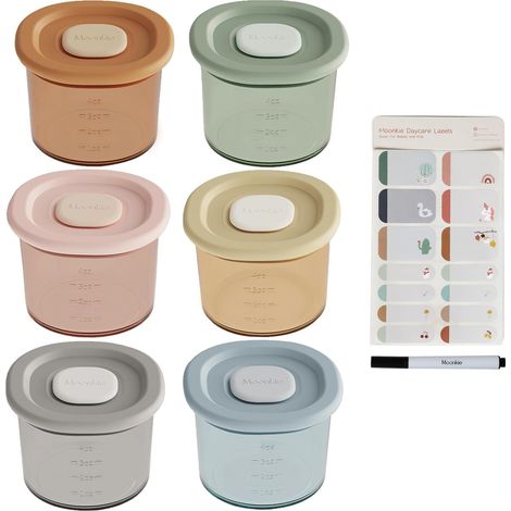 Small Silicone Baby Storage Pot, Set of 6 120 ml Baby Meal Pots, Airtight Food Storage Jars with Graduation, BPA Free, Thermal Shock Resistant (1/5)