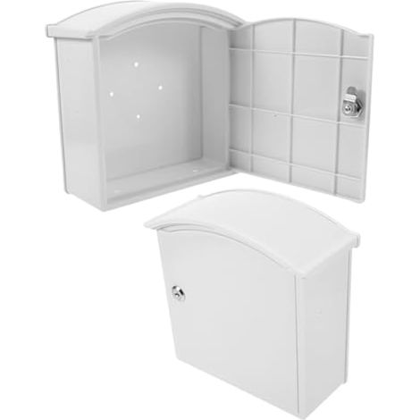 Lot De 2 Boîtes À Lait Incurvées D'Extérieur Décoration Rustique Boîte Aux Lettres Murale Verrouillable De Sécurité avec Serrure Blanche (1/5)